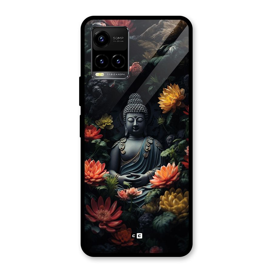 Buddha With Flower Glass Back Case for Vivo Y21 2021
