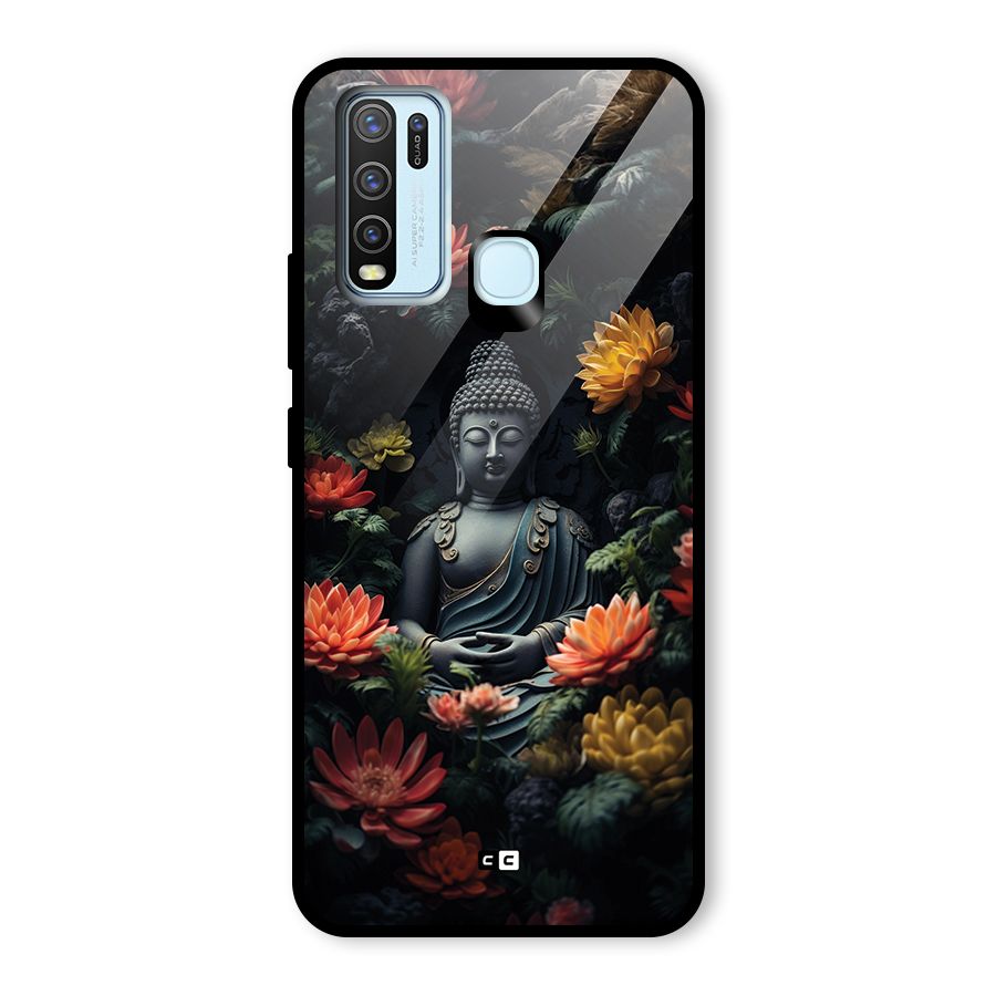 Buddha With Flower Glass Back Case for Vivo Y30