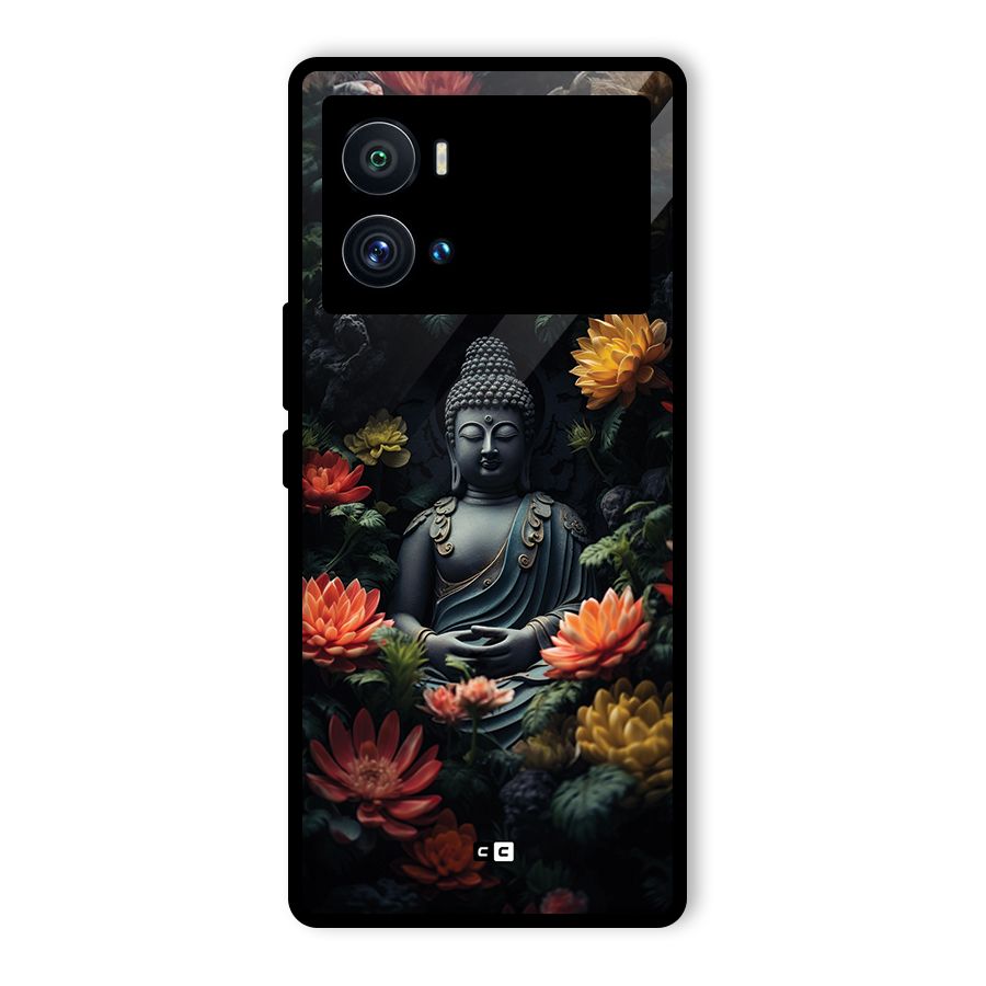 Buddha With Flower Glass Back Case for Vivo iQOO 9 Pro