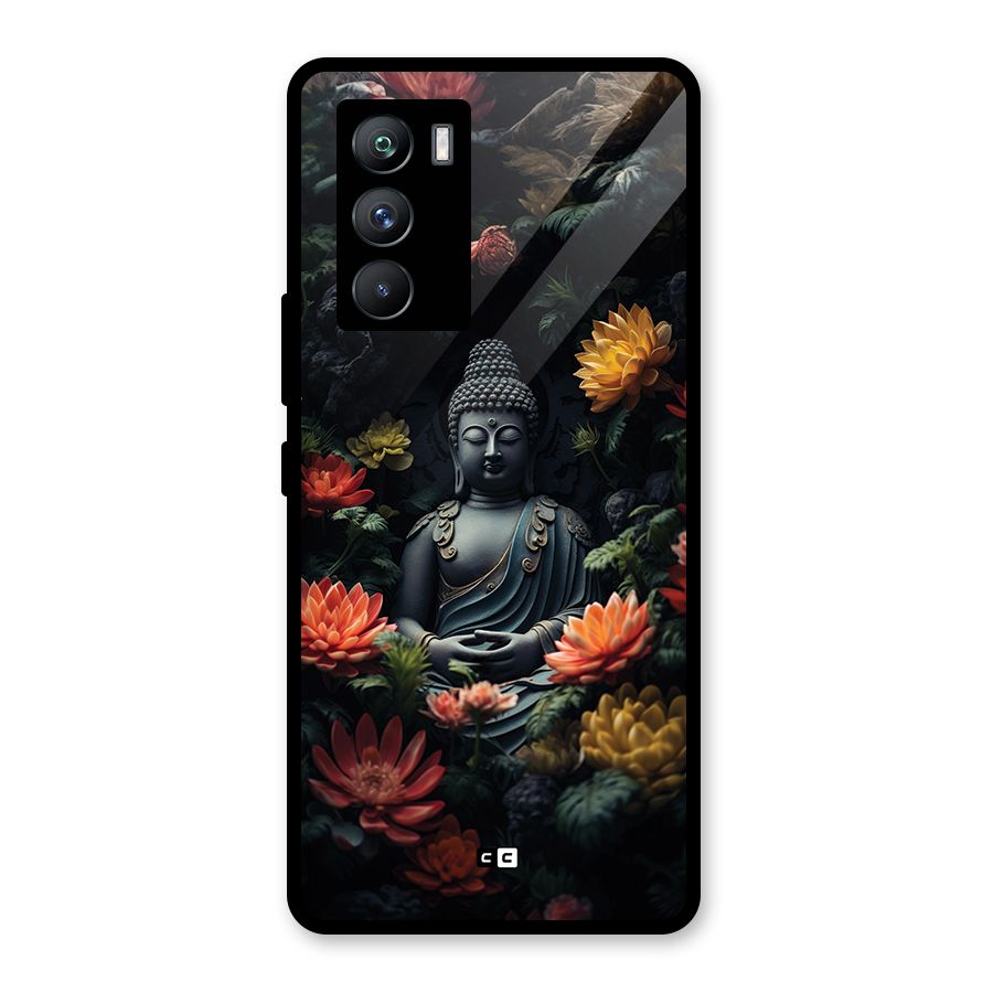 Buddha With Flower Glass Back Case for Vivo iQOO 9 SE