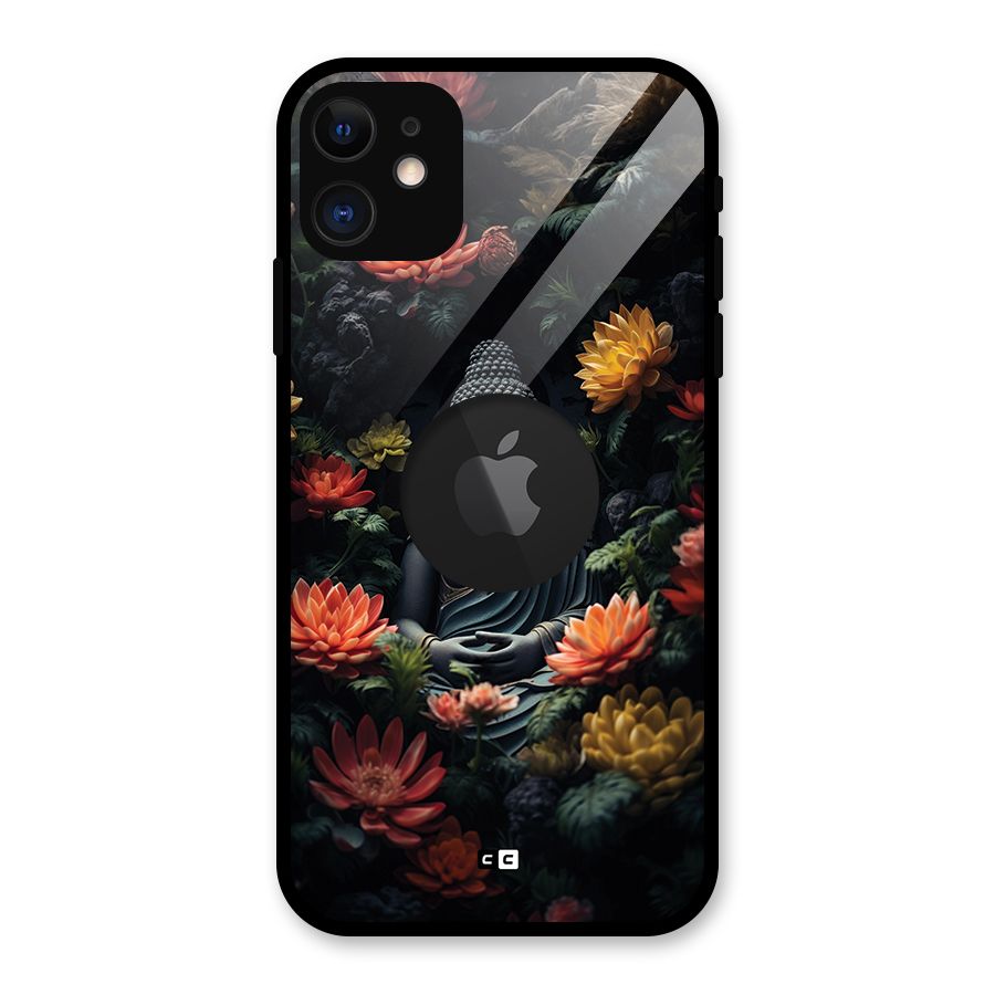 Buddha With Flower Glass Back Case for iPhone 11 Logo Cut