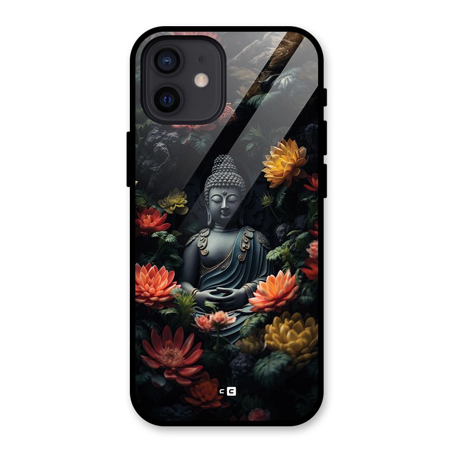 Buddha With Flower Glass Back Case for iPhone 12
