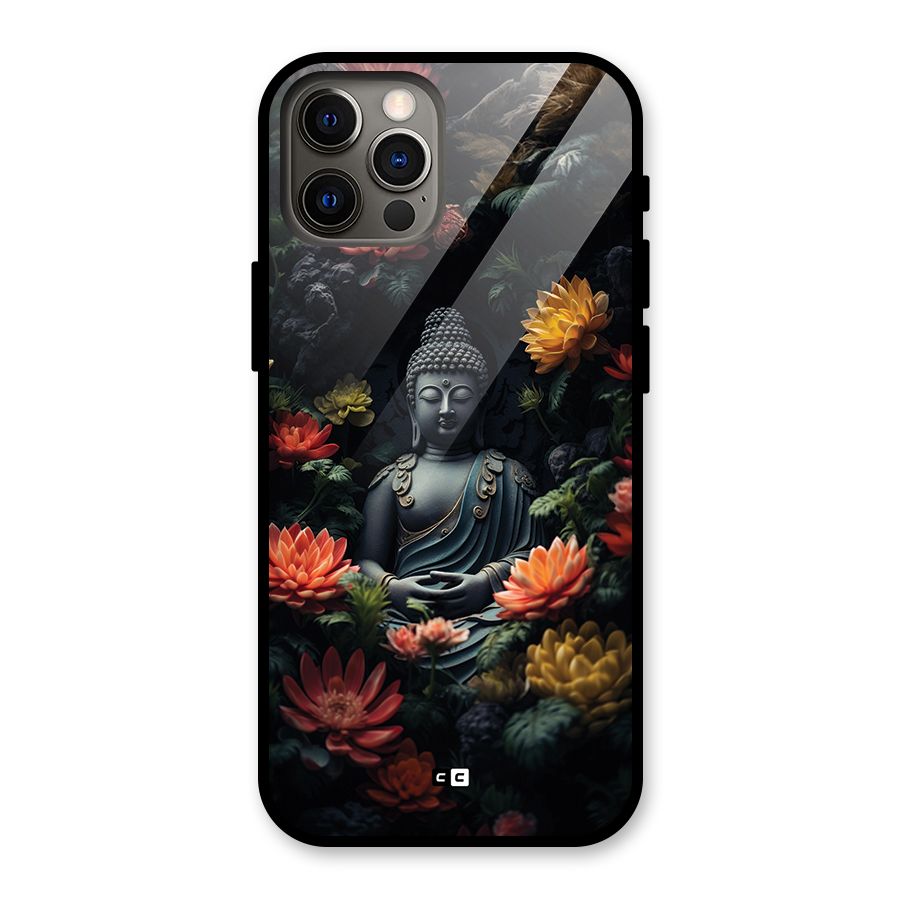 Buddha With Flower Glass Back Case for iPhone 12 Pro
