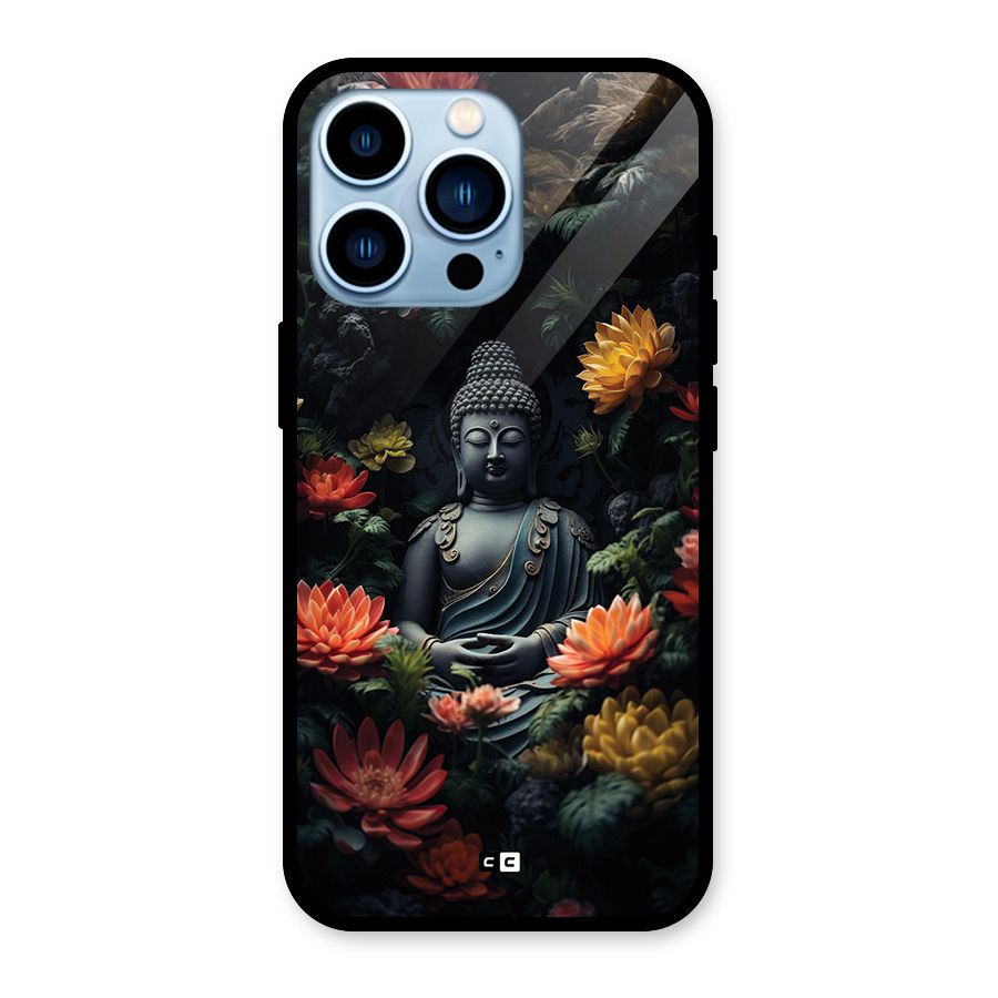 Buddha With Flower Glass Back Case for iPhone 13 Pro