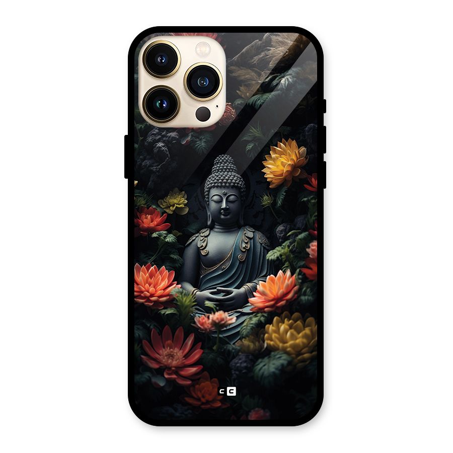 Buddha With Flower Glass Back Case for iPhone 13 Pro Max