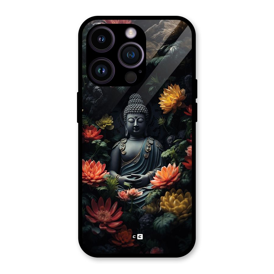 Buddha With Flower Glass Back Case for iPhone 14 Pro