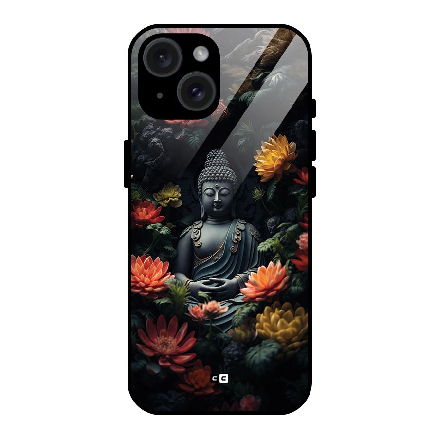 Buddha With Flower Glass Back Case for iPhone 15