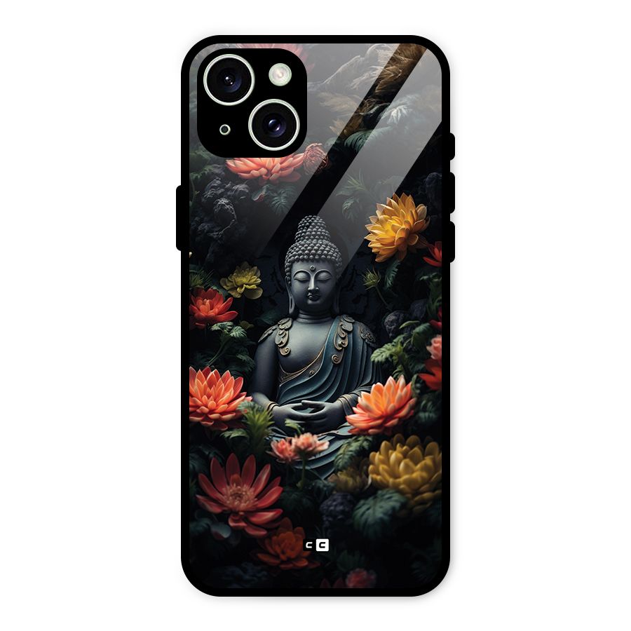 Buddha With Flower Glass Back Case for iPhone 15 Plus