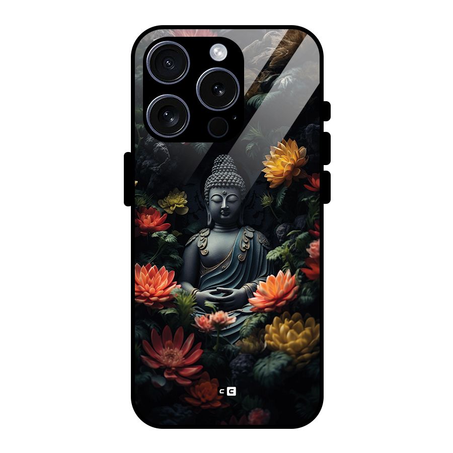 Buddha With Flower Glass Back Case for iPhone 15 Pro