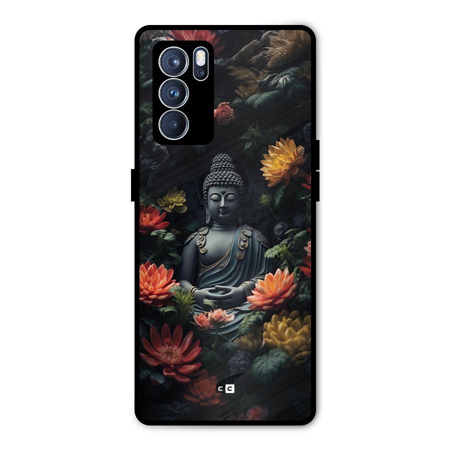 Buddha With Flower Metal Back Case for Oppo Reno6 Pro 5G