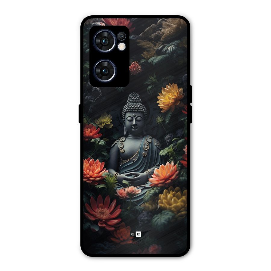 Buddha With Flower Metal Back Case for Oppo Reno7 5G