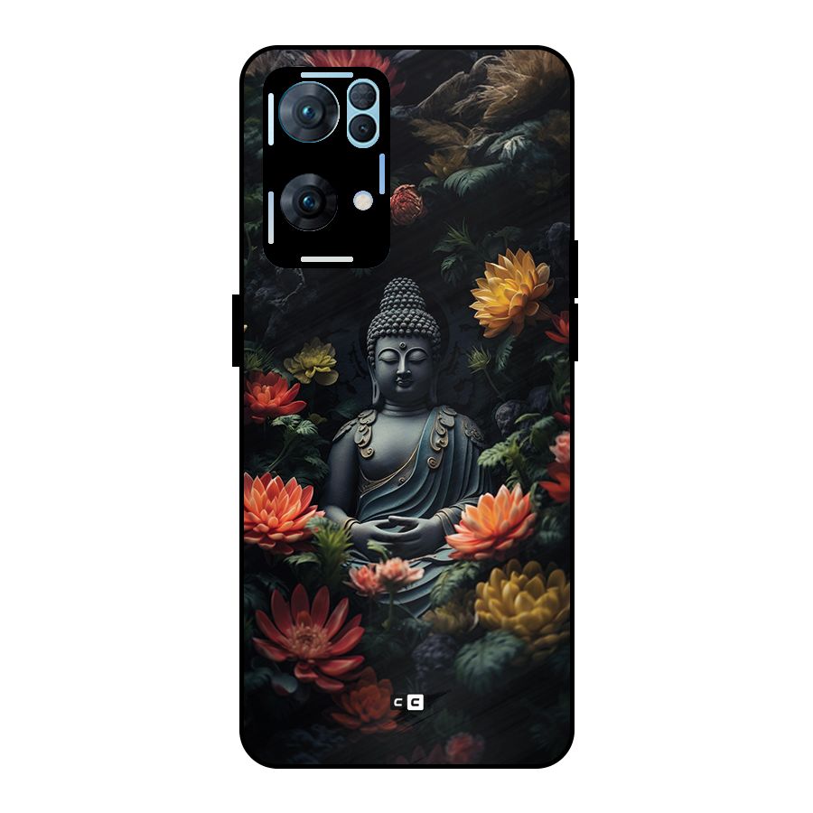 Buddha With Flower Metal Back Case for Oppo Reno7 Pro 5G