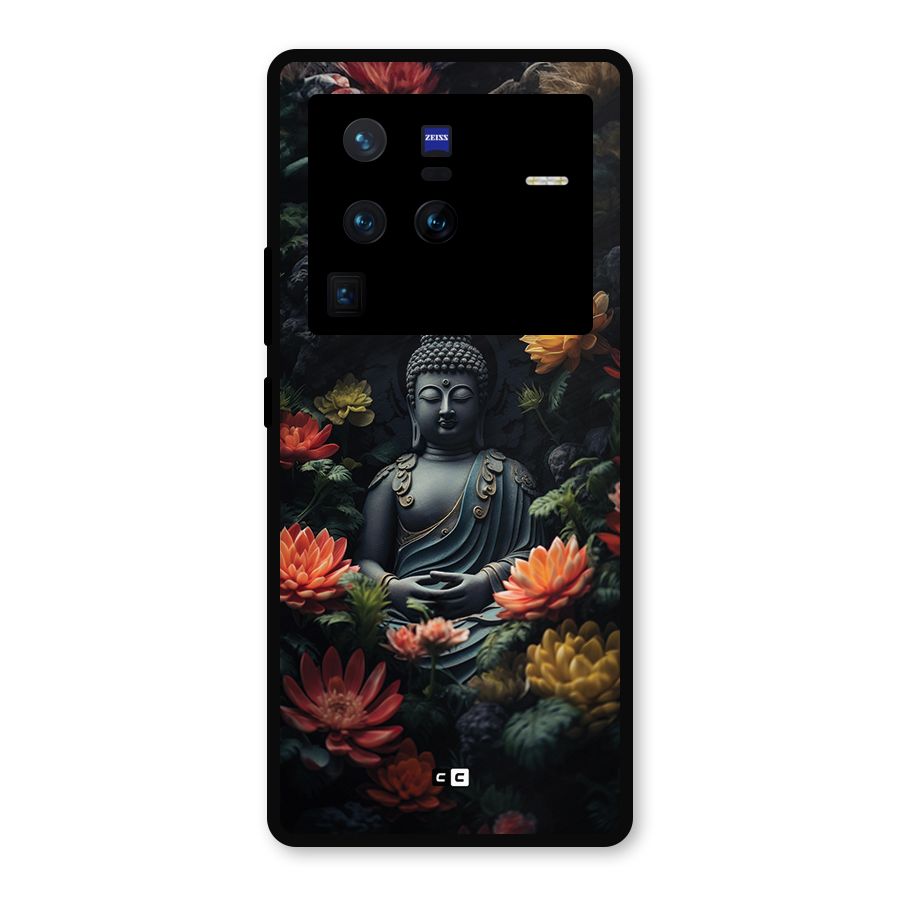 Buddha With Flower Metal Back Case for Vivo X80 Pro