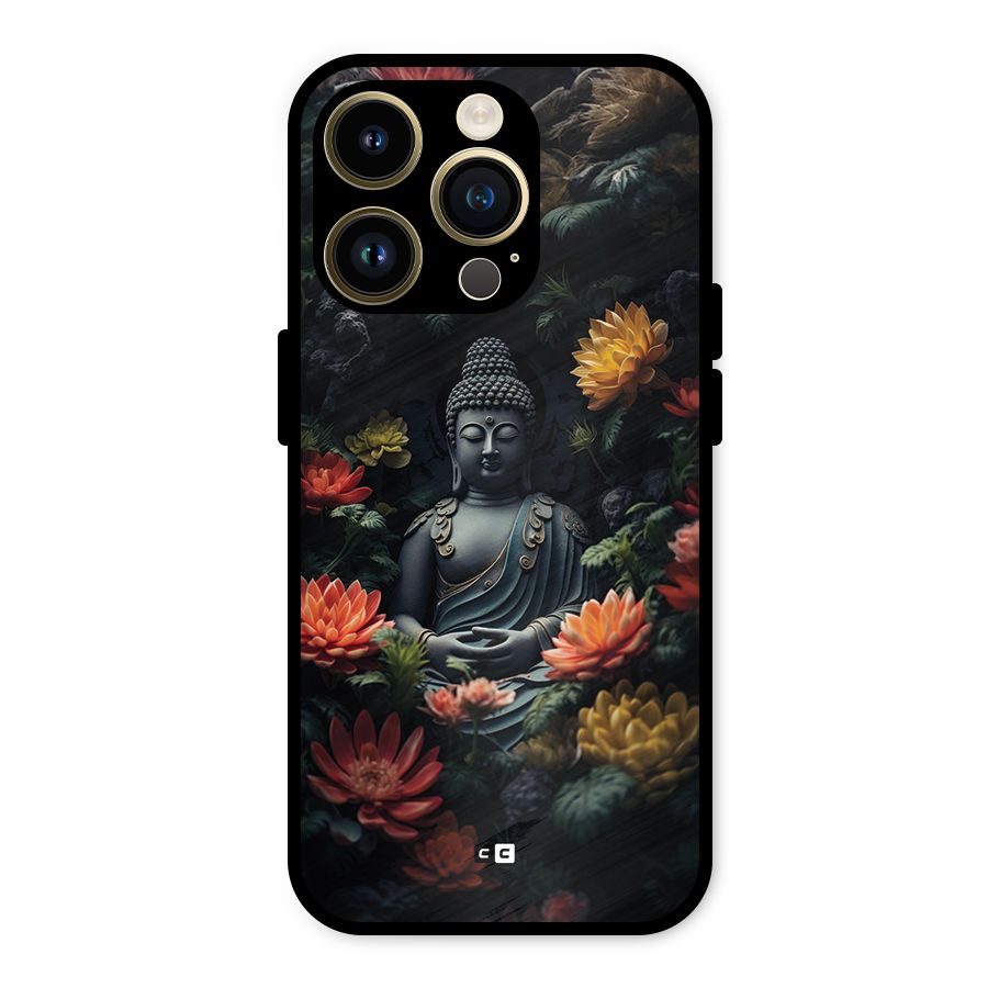Buddha With Flower Metal Back Case for iPhone 14 Pro