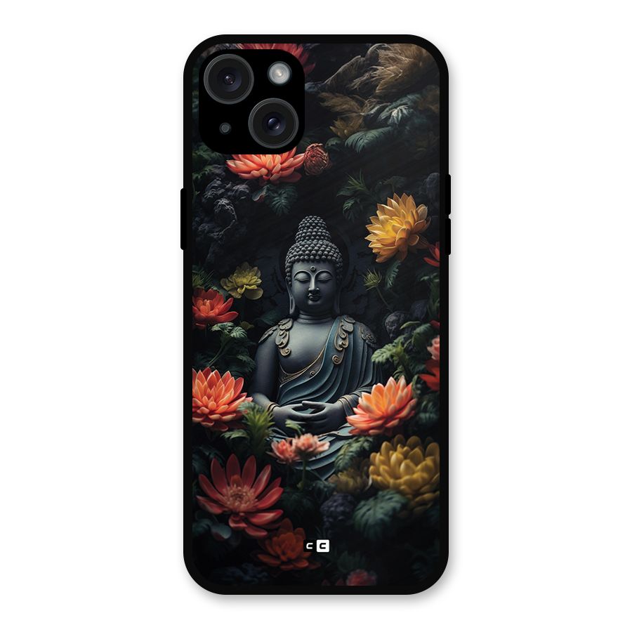 Buddha With Flower Metal Back Case for iPhone 15 Plus