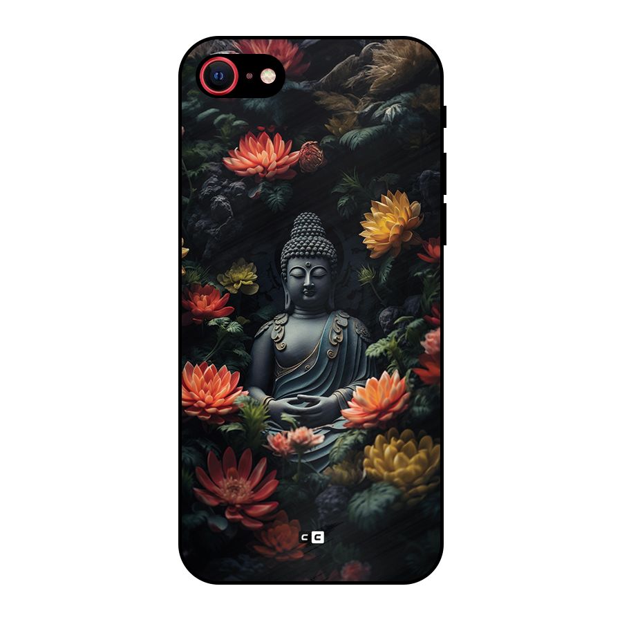 Buddha With Flower Metal Back Case for iPhone SE 2022