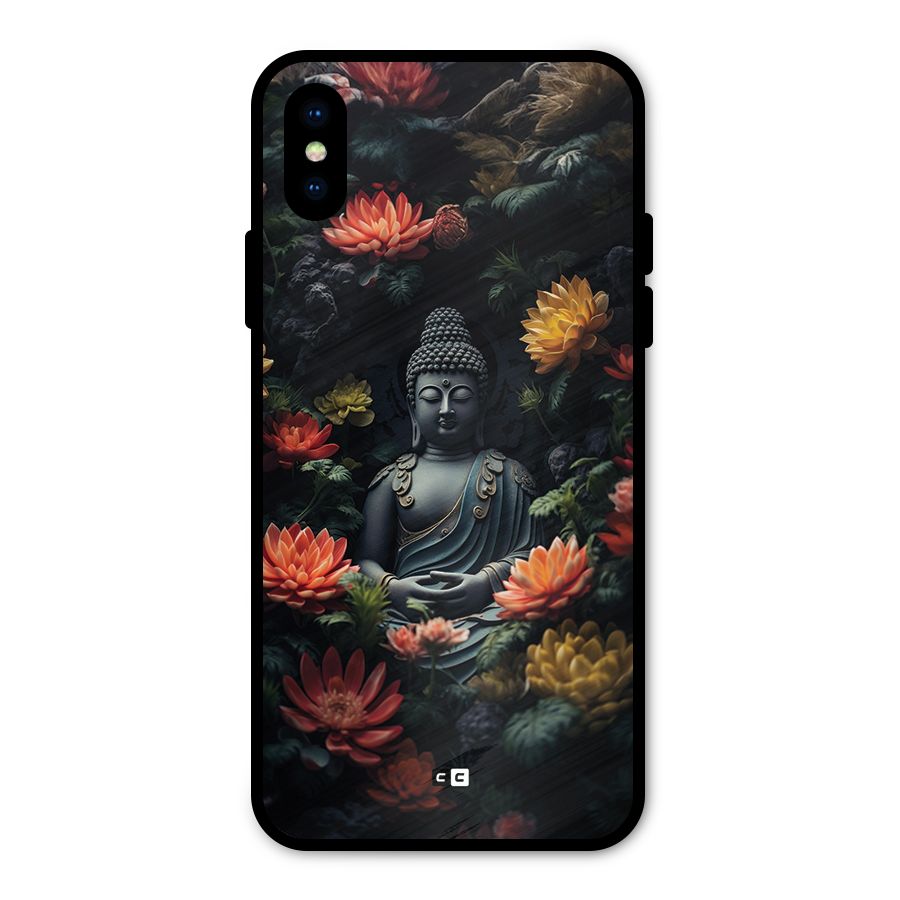 Buddha With Flower Metal Back Case for iPhone XS