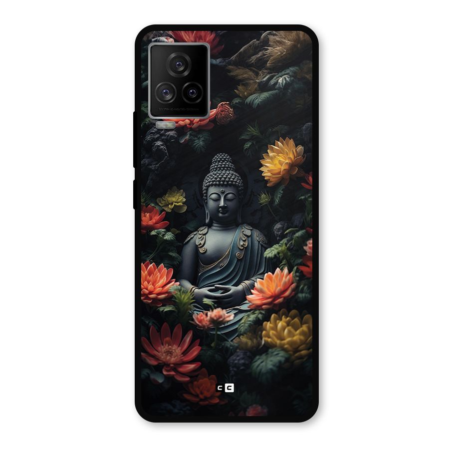 Buddha With Flower Metal Back Case for iQOO 7 Legend 5G