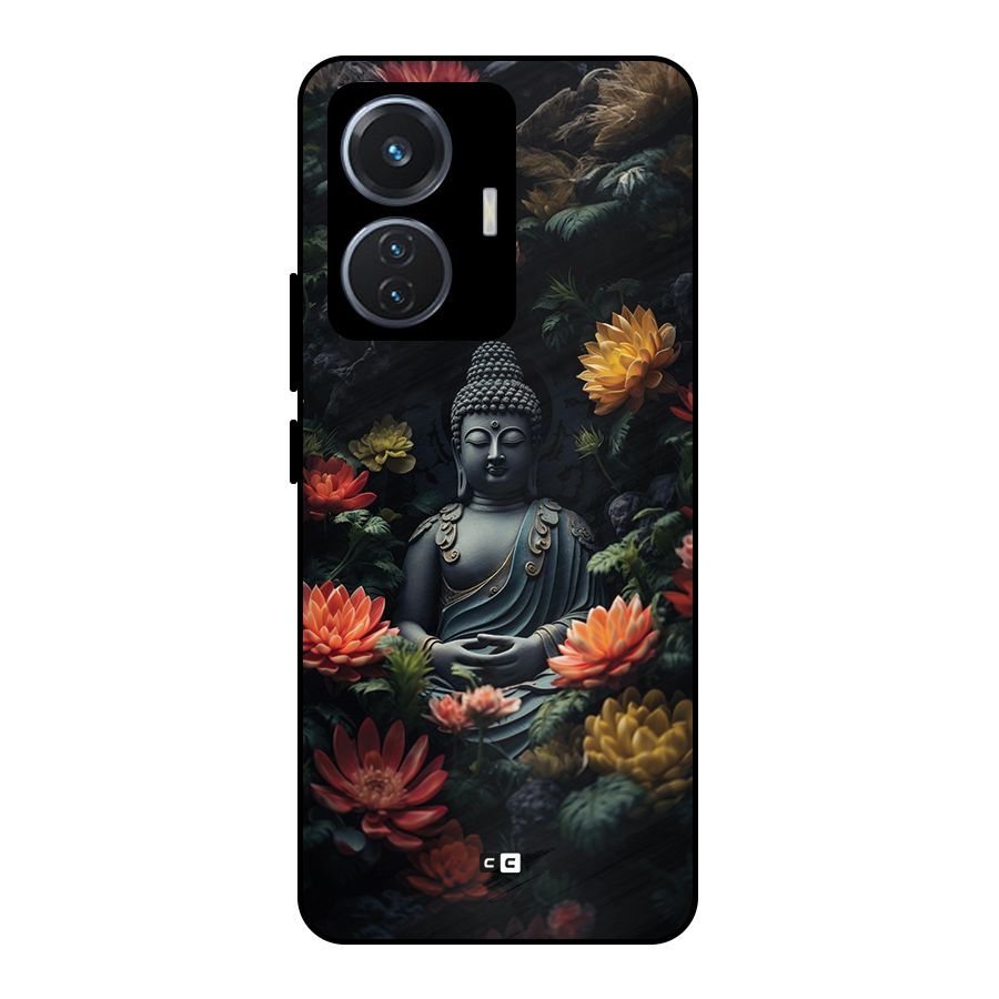 Buddha With Flower Metal Back Case for iQOO Z6 44W