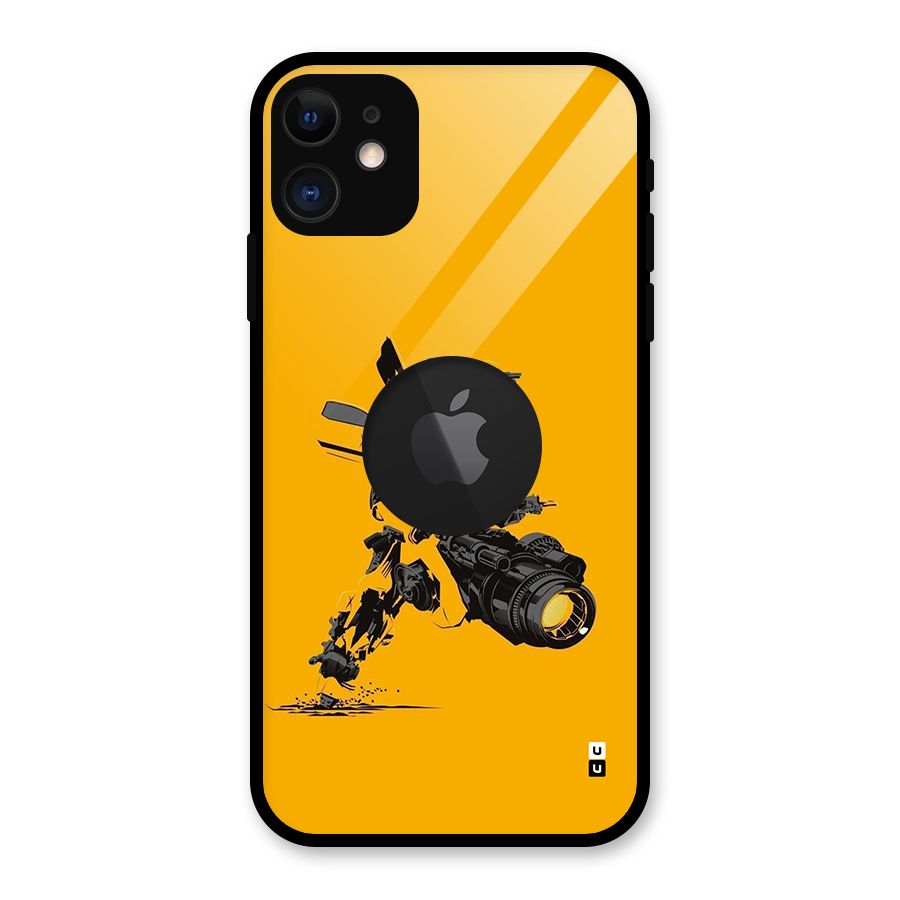 Bumblebee Glass Back Case for iPhone 11 Logo Cut