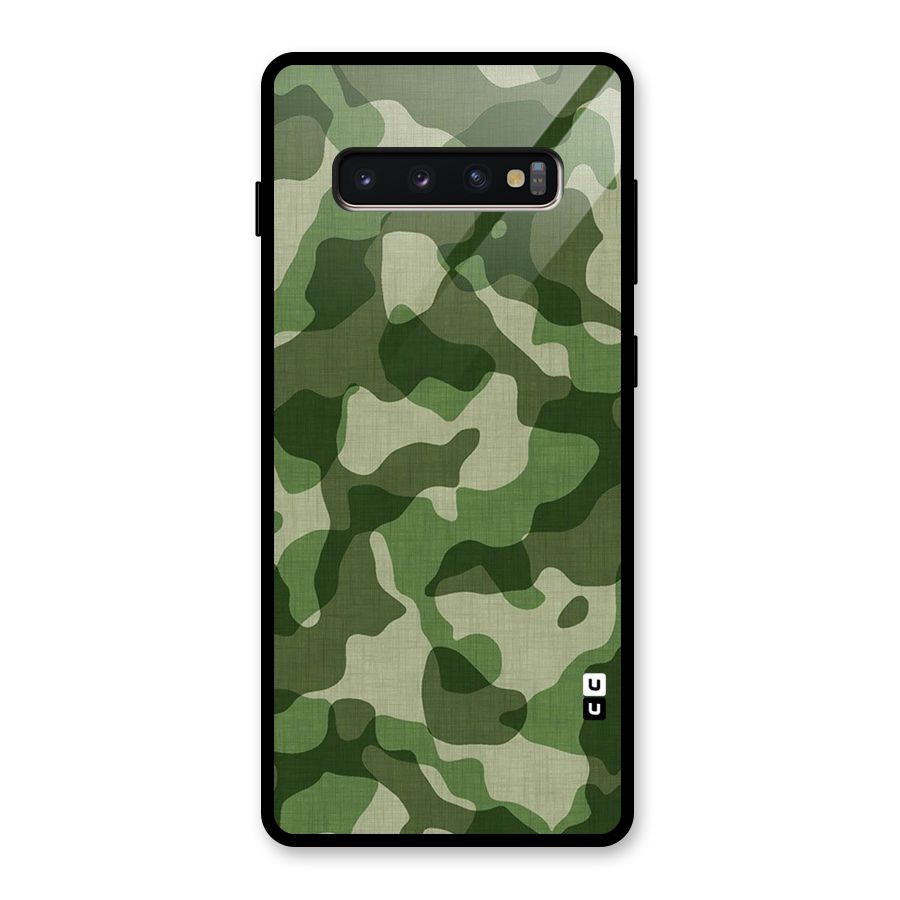Camouflage Pattern Art Glass Back Case for Galaxy S10 Plus