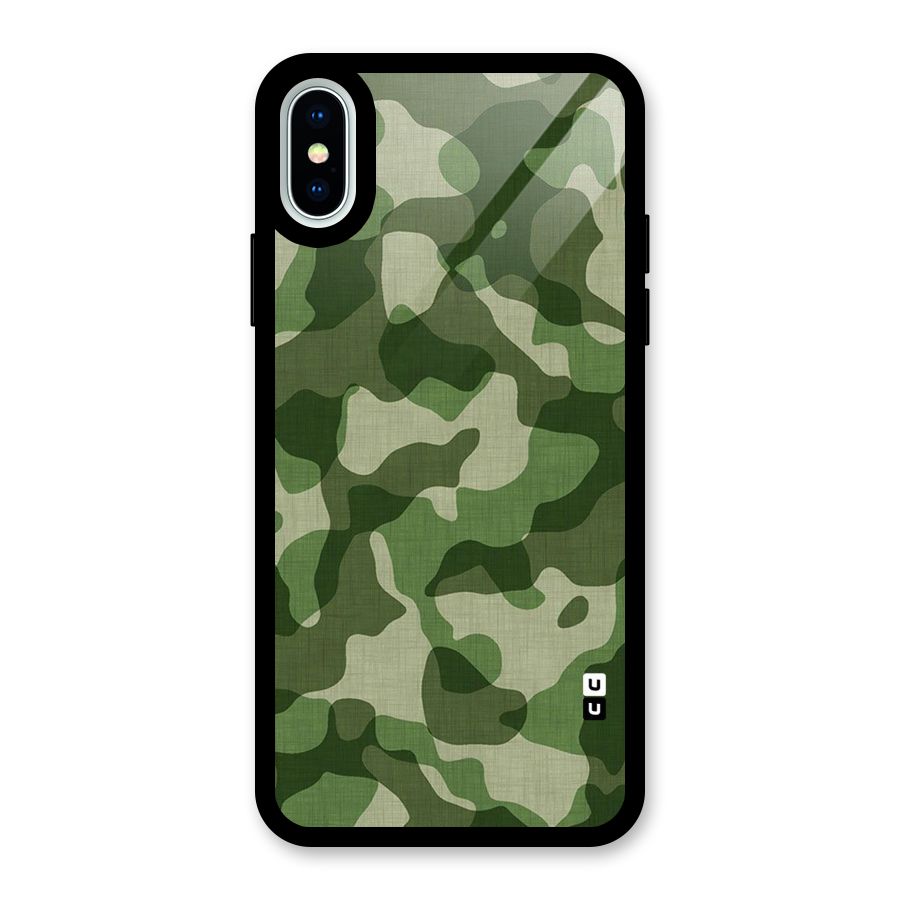 Camouflage Pattern Art Glass Back Case for iPhone XS