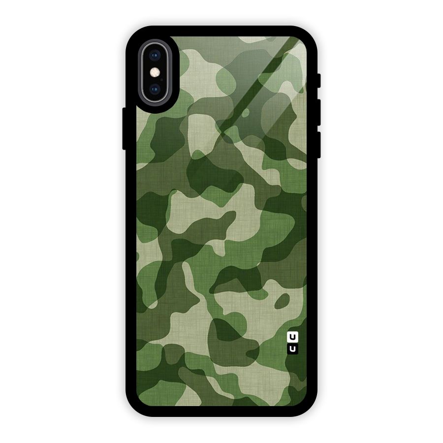 Camouflage Pattern Art Glass Back Case for iPhone XS Max