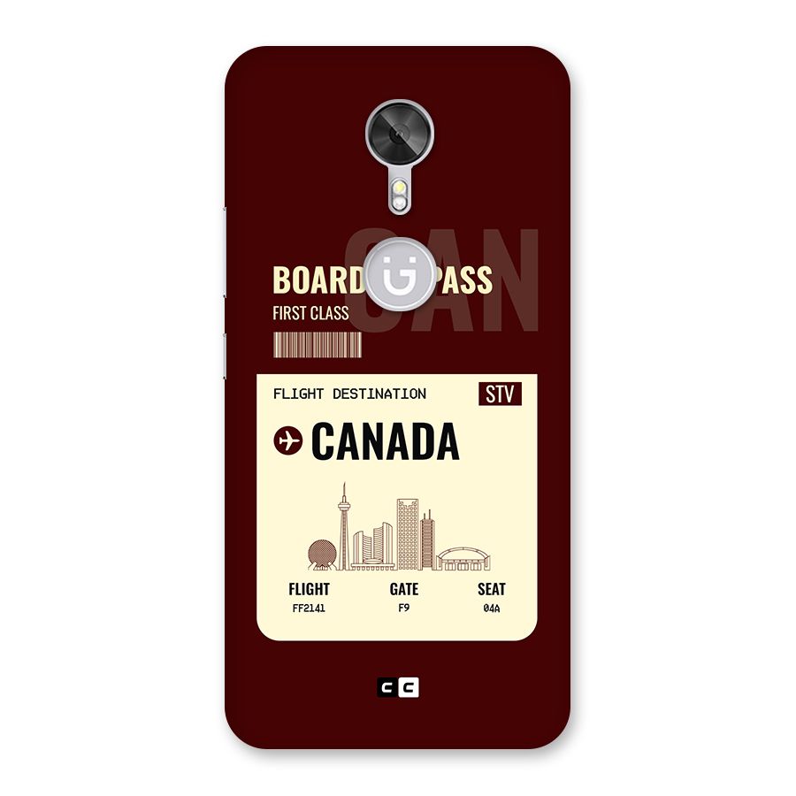 Canada Boarding Pass Back Case for Gionee A1