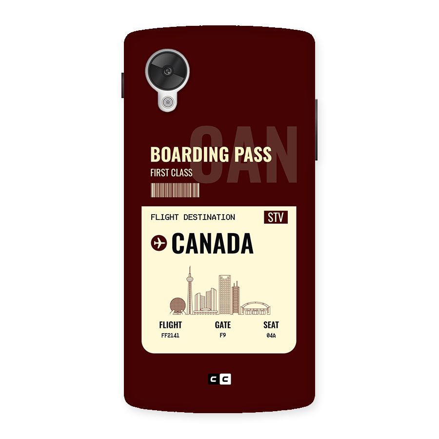 Canada Boarding Pass Back Case for Google Nexus 5