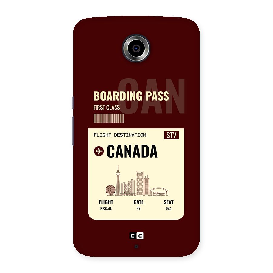 Canada Boarding Pass Back Case for Google Nexus 6