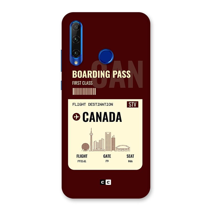 Canada Boarding Pass Back Case for Honor 20i