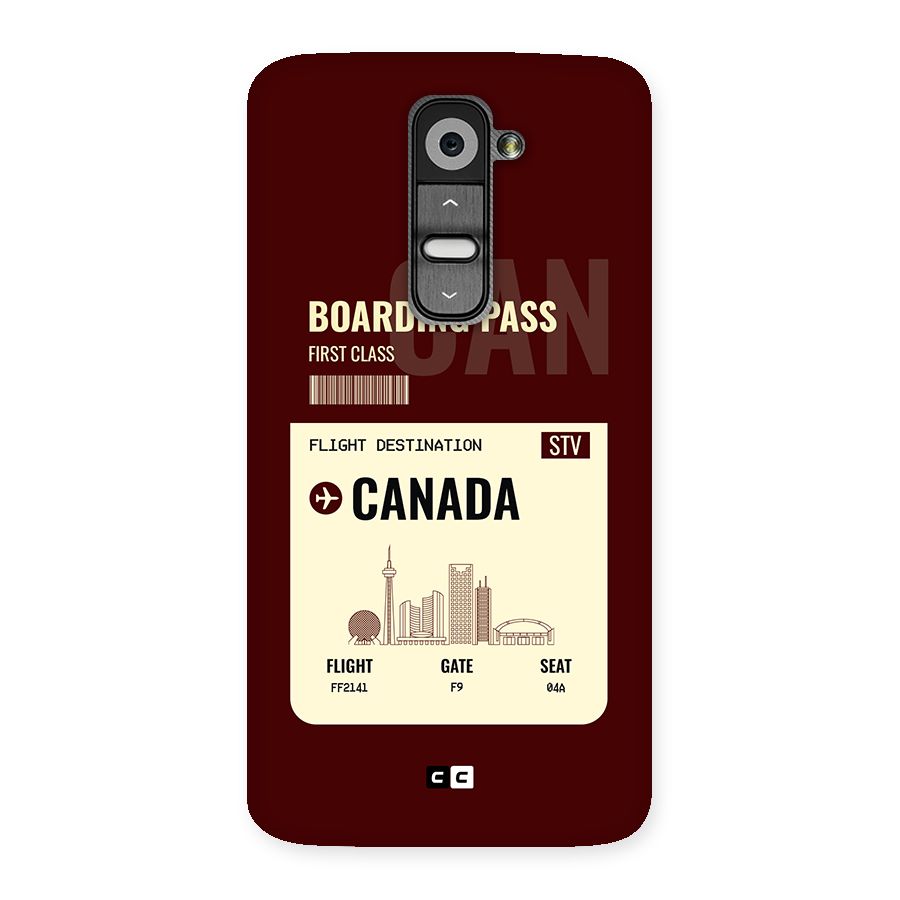 Canada Boarding Pass Back Case for LG G2