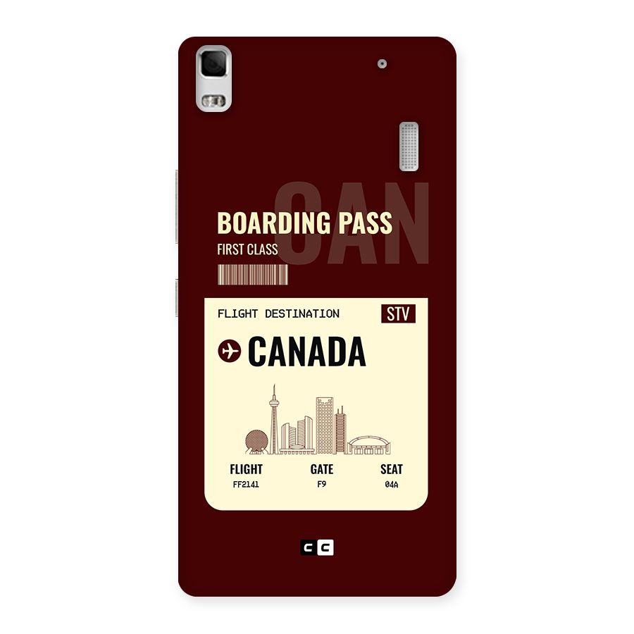 Canada Boarding Pass Back Case for Lenovo A7000