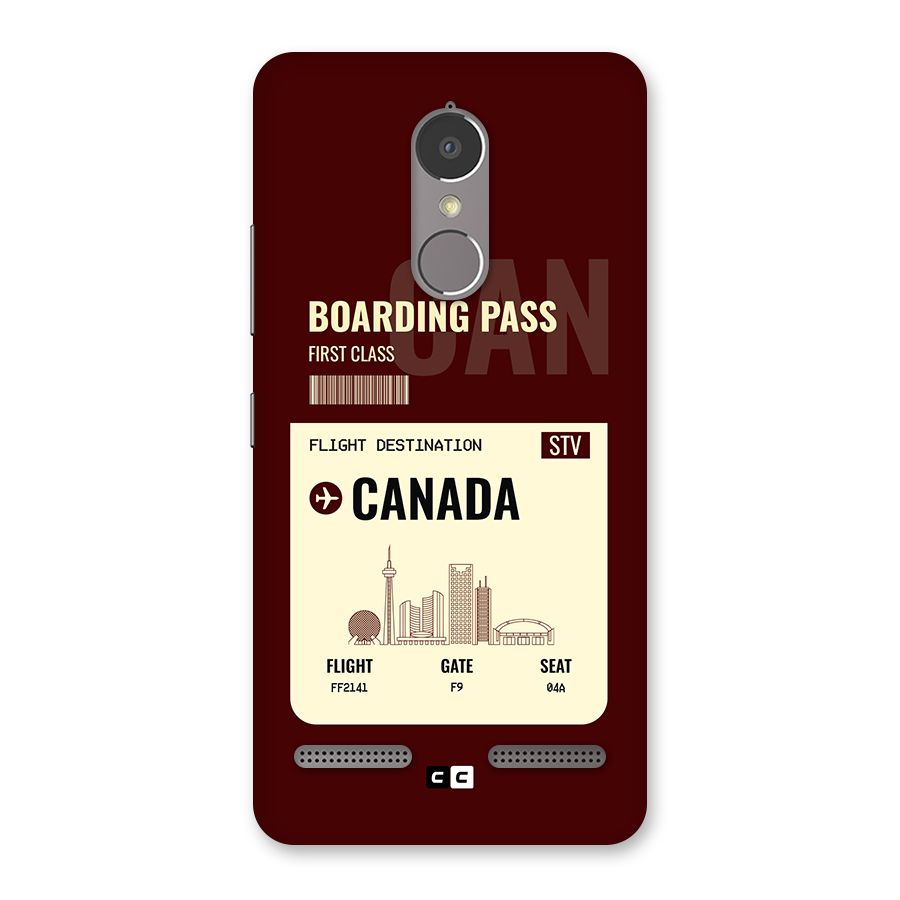 Canada Boarding Pass Back Case for Lenovo K6