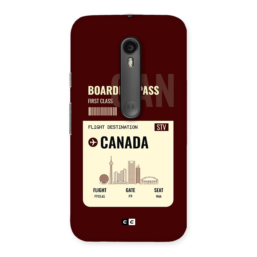 Canada Boarding Pass Back Case for Moto G3