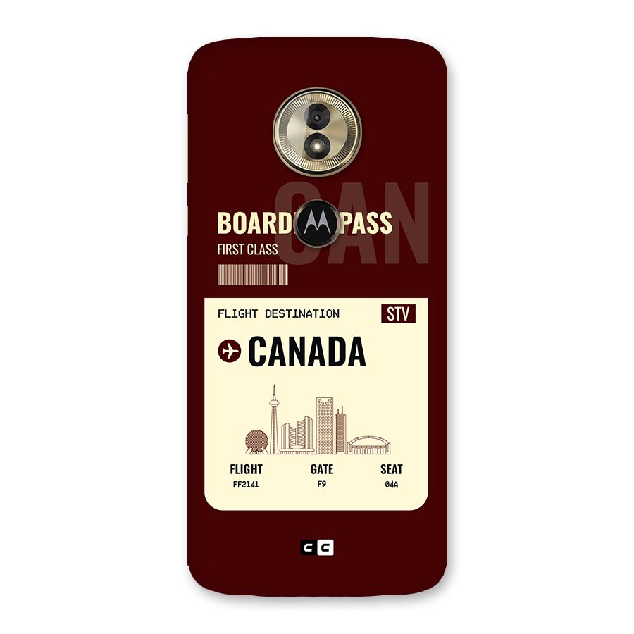 Canada Boarding Pass Back Case for Moto G6 Play