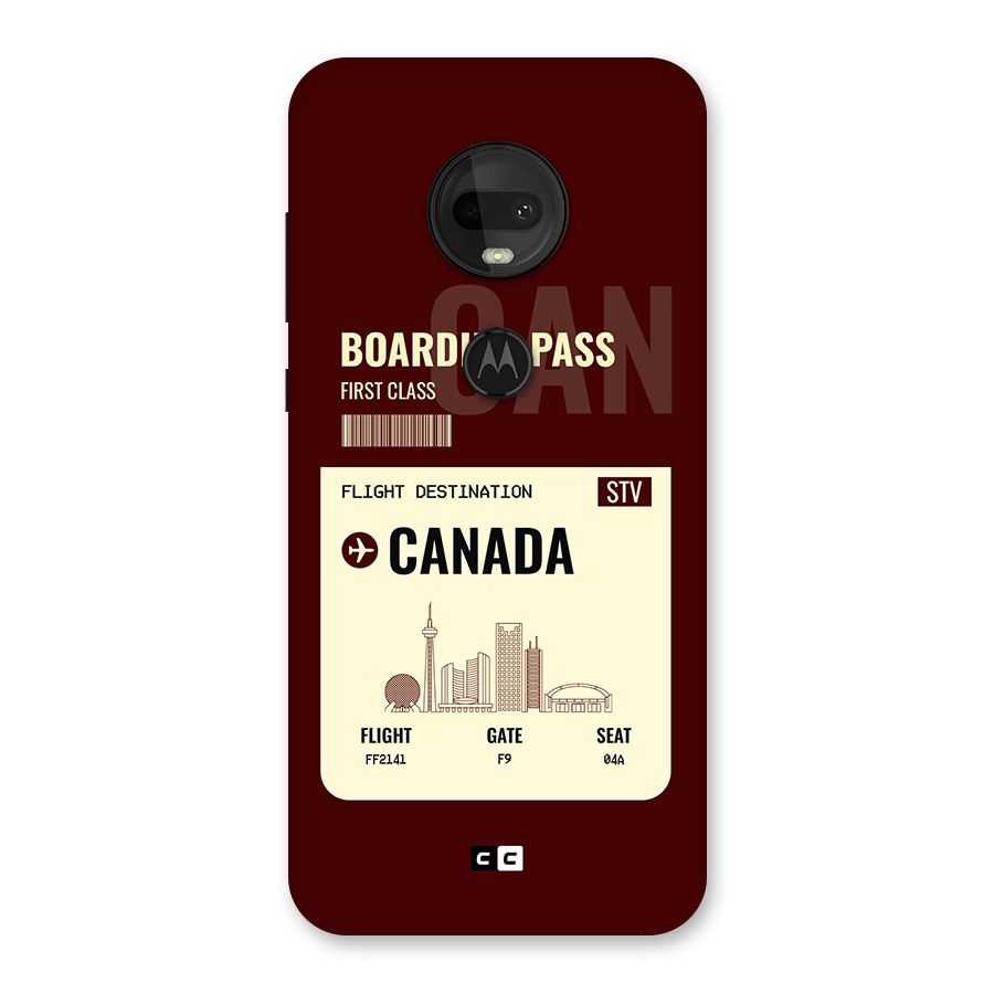 Canada Boarding Pass Back Case for Moto G7