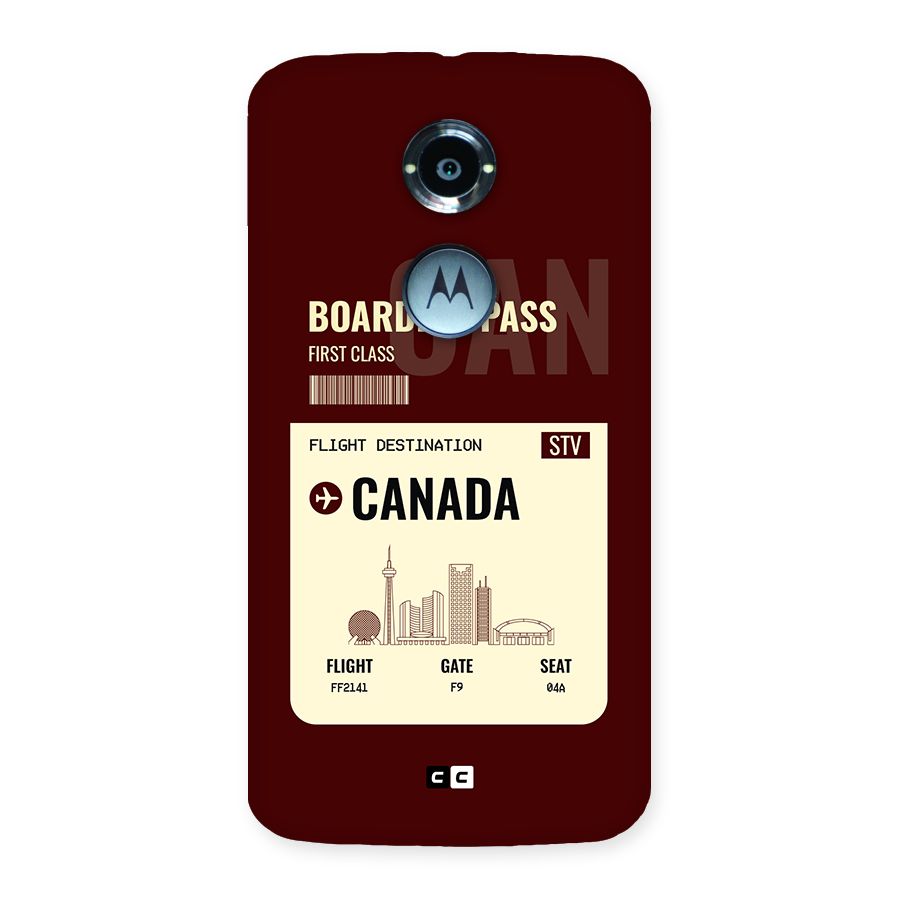 Canada Boarding Pass Back Case for Moto X2