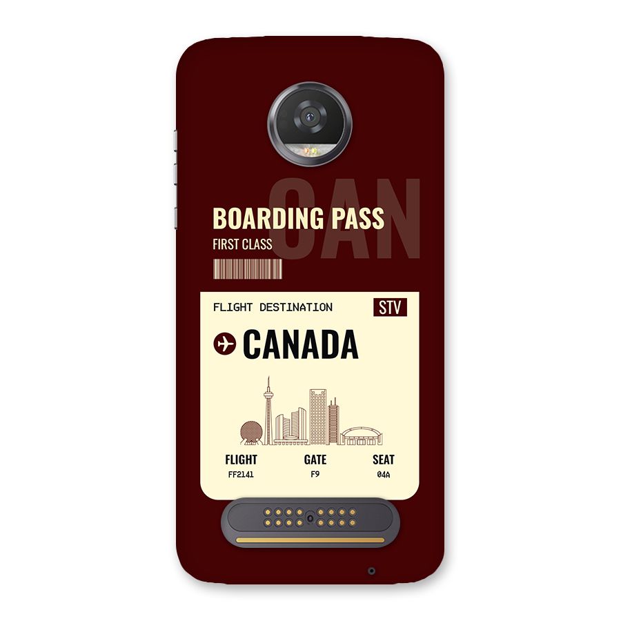 Canada Boarding Pass Back Case for Moto Z2 Play
