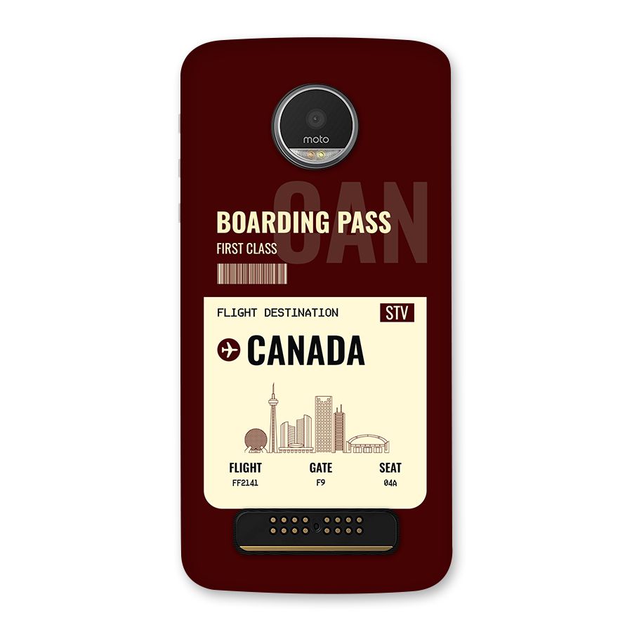 Canada Boarding Pass Back Case for Moto Z Play