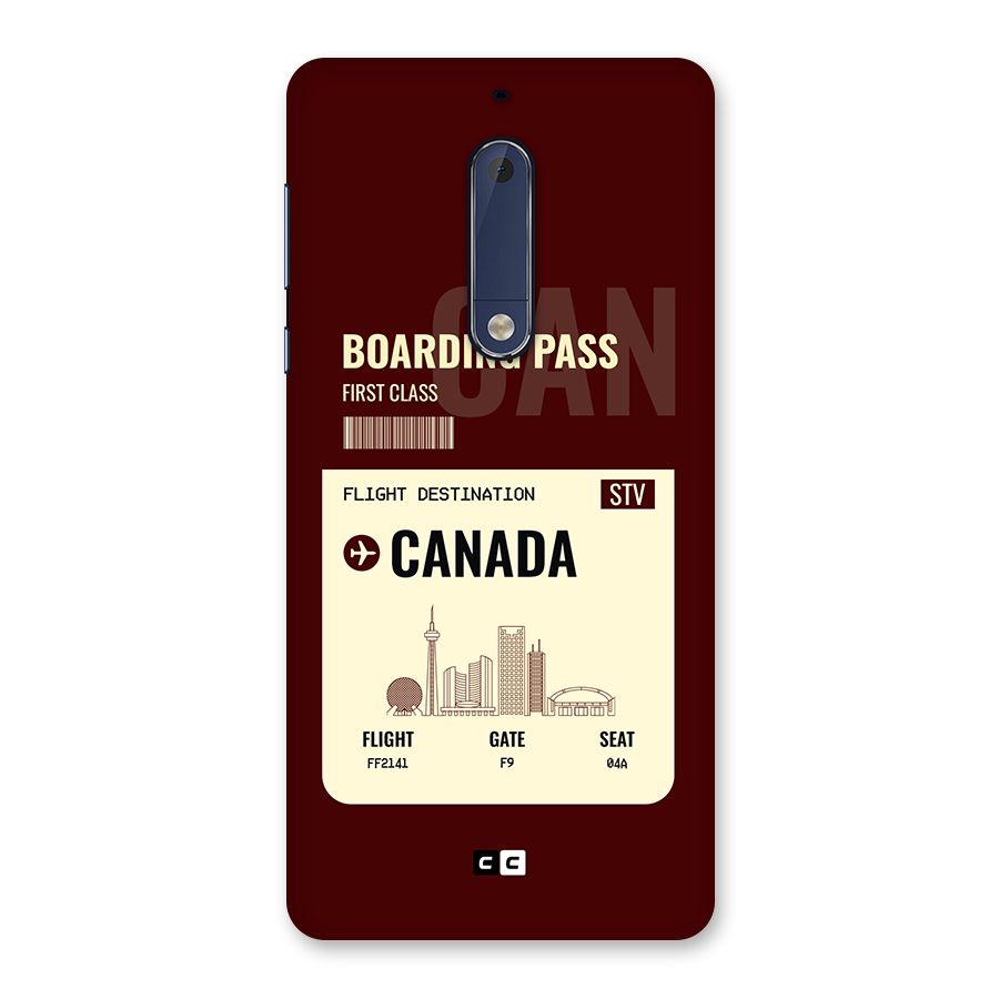 Canada Boarding Pass Back Case for Nokia 5