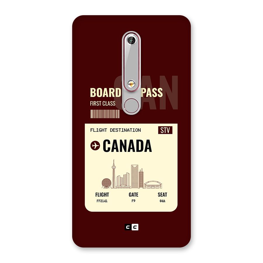 Canada Boarding Pass Back Case for Nokia 6.1