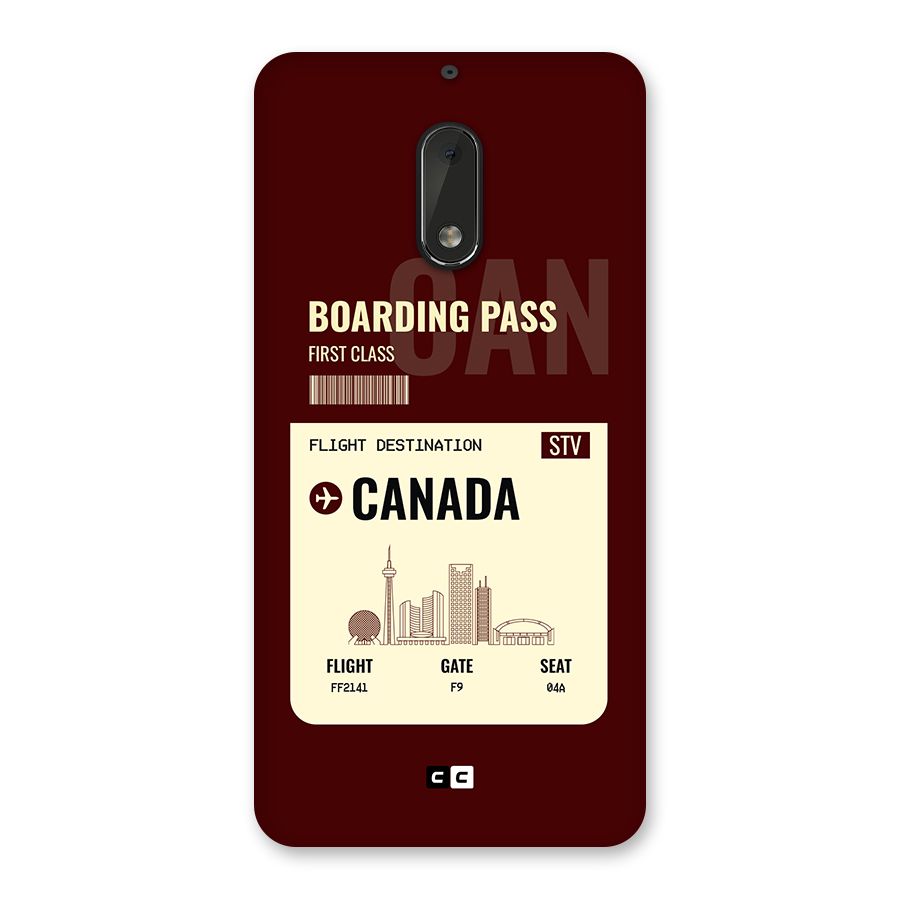 Canada Boarding Pass Back Case for Nokia 6