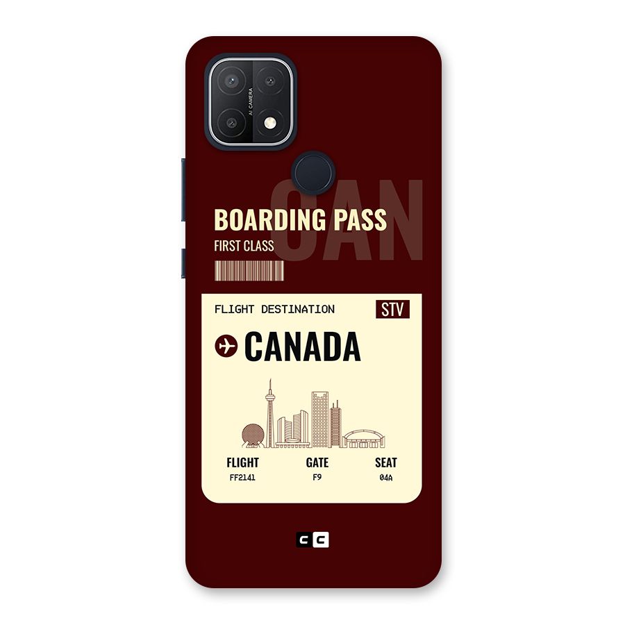 Canada Boarding Pass Back Case for Oppo A15s