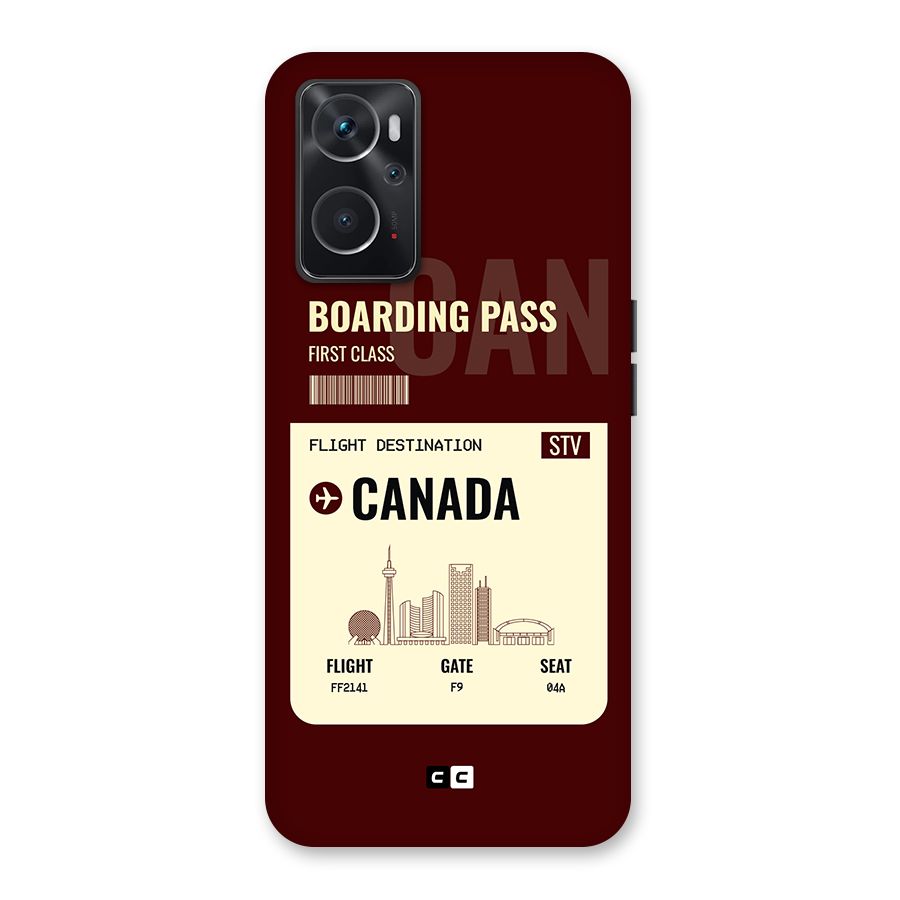 Canada Boarding Pass Back Case for Oppo K10 4G