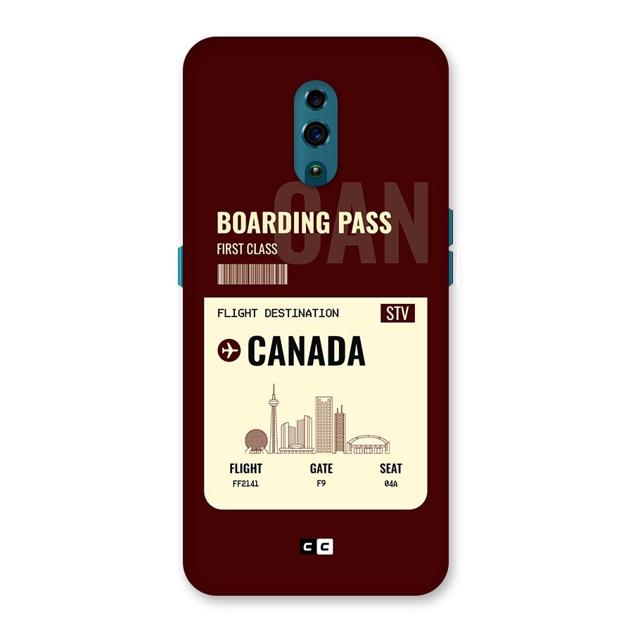 Canada Boarding Pass Back Case for Oppo Reno