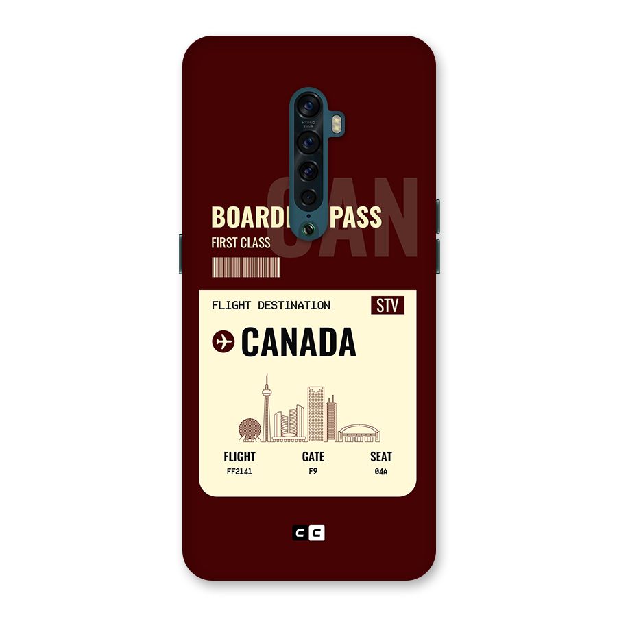 Canada Boarding Pass Back Case for Oppo Reno2