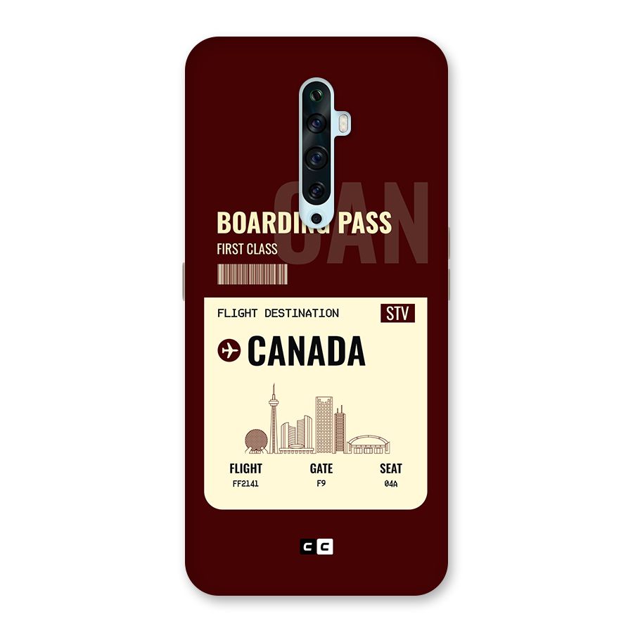 Canada Boarding Pass Back Case for Oppo Reno2 Z