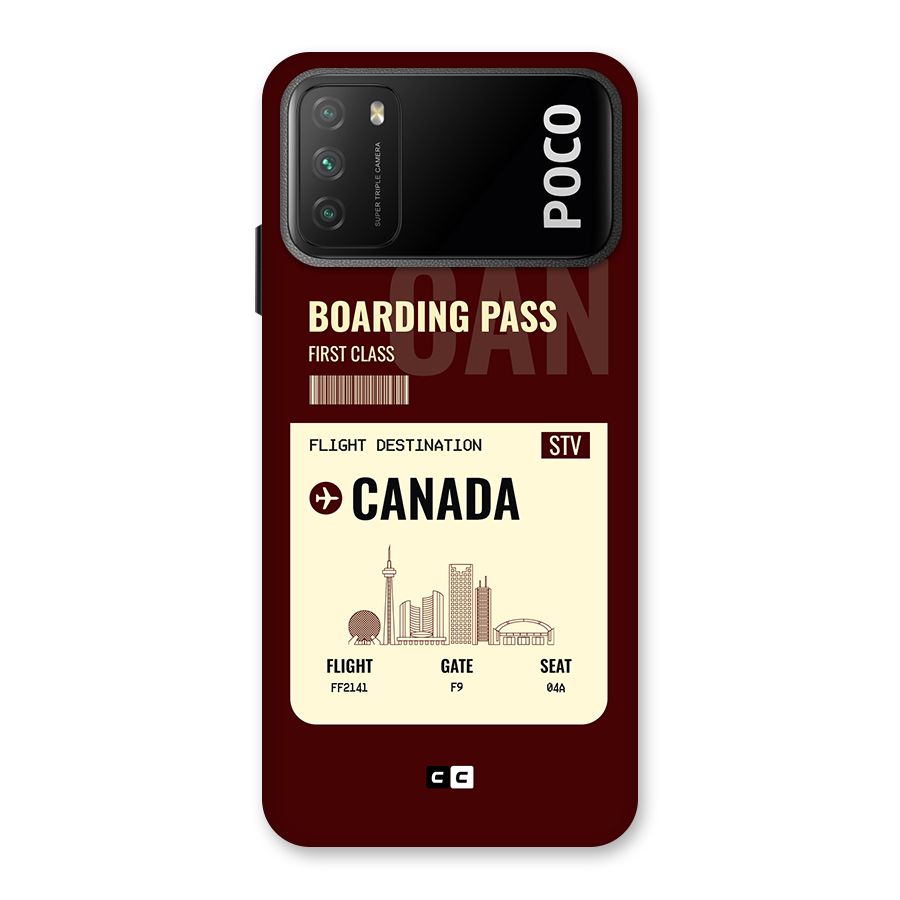 Canada Boarding Pass Back Case for Poco M3