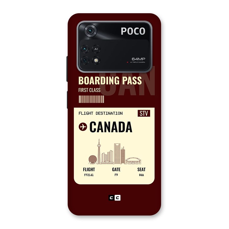 Canada Boarding Pass Back Case for Poco M4 Pro 4G